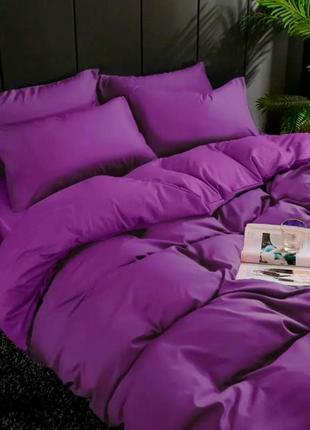 Двоспальне простирадло однотонне 200х220 фіолетовий бузковий ліловий бязь голд люкс віталіна