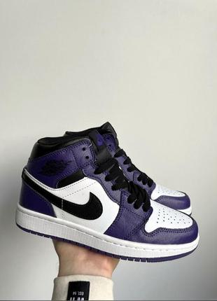 Кроссовки nike air jordan 1 retro white black violet