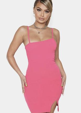 Распродажа🛍️🎉❤️🔥 розовое асимметричное платье с разрезом барбы barbie