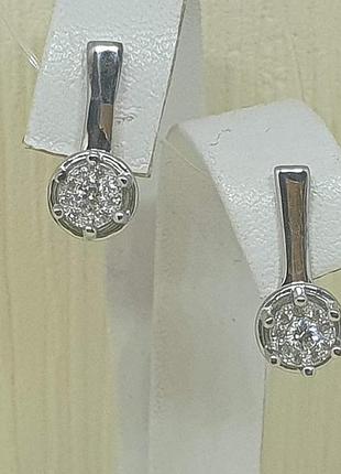 Срібні сережки з фіанітами. 90200514