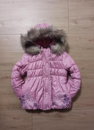 Зимняя куртка для девочки на овчине на рост 104см