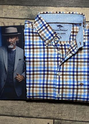 Мужская брендовая хлопковая премиальная сорочка fynch-hatton приталиная размер xl