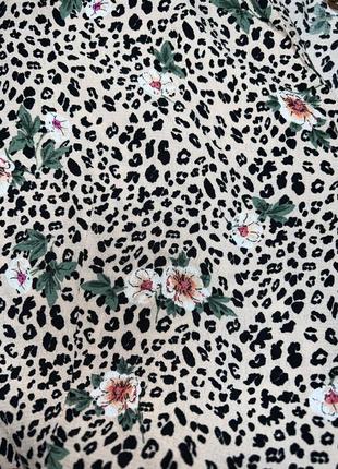 Бежева блузка у леопардовий принт,квітковий принт(017)4 фото