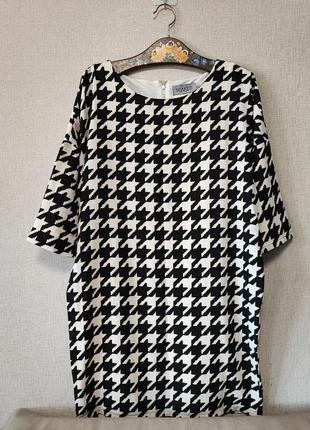 Коротка сукня гусячі лапки чорно-біле плаття1 фото