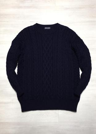 Premium woolovers батал вовняний крупний чоловічий в’язаний темно-синій светр типу marks & spencer2 фото