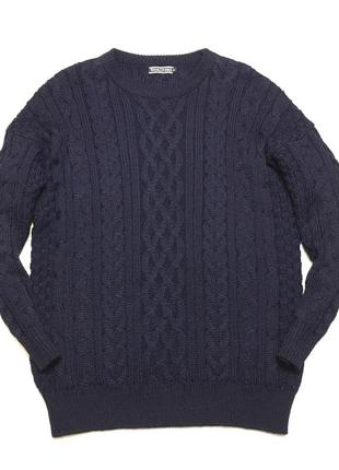 Premium woolovers батал вовняний крупний чоловічий в’язаний темно-синій светр типу marks & spencer3 фото