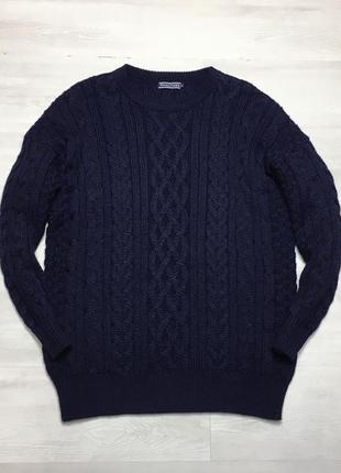 Premium woolovers батал вовняний крупний чоловічий в’язаний темно-синій светр типу marks & spencer
