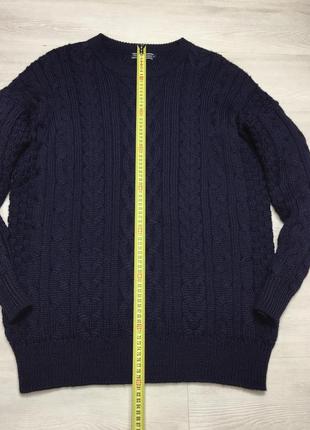Premium woolovers батал вовняний крупний чоловічий в’язаний темно-синій светр типу marks & spencer6 фото