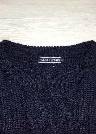 Premium woolovers батал вовняний крупний чоловічий в’язаний темно-синій светр типу marks & spencer5 фото