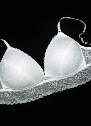 Очаровательный удлиненный кружевной бралет бюстгальтер без косточек
