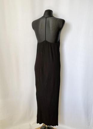H&m черное макси платье из жатой вискозы бохо длинное платье5 фото