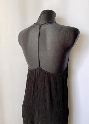 H&m черное макси платье из жатой вискозы бохо длинное платье8 фото