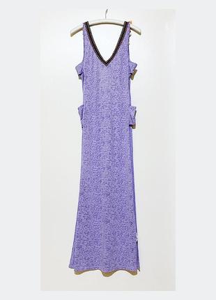 S-m пляжное открытое платье нежно-фиолетовое с кисточками6 фото