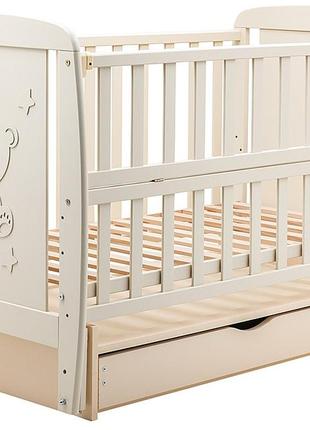 Ліжко babyroom умка dumyo-3 маятник, ящик, відкидний бік бук слонова кістка2 фото