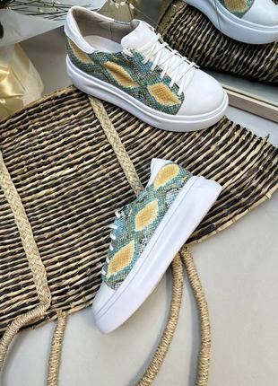 Дизайнерские кеды питон вставка кожа натуральная 36-41