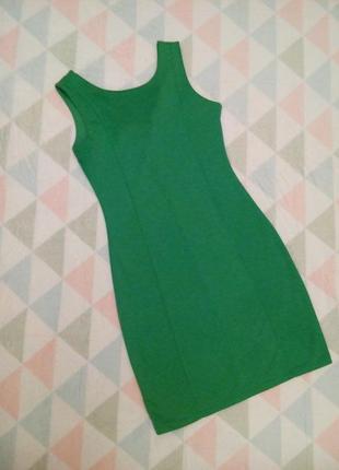 Зелене трикотажне плаття по фігурі, розм.s1 фото
