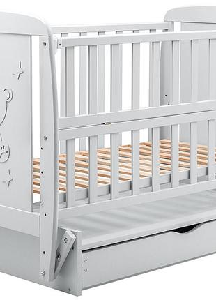 Ліжко babyroom умка dumyo-3 маятник, ящик, відкидний бік бук сірий4 фото