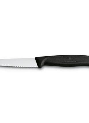 Кухонный нож victorinox swissclassic для нарезки 8 см, волнистое лезвие, черный (6.7633)