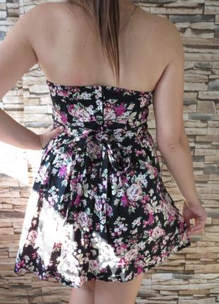 Платье. сарафанчик с оголенными плечами с корсетом и цветочным принтом  12  размер2 фото
