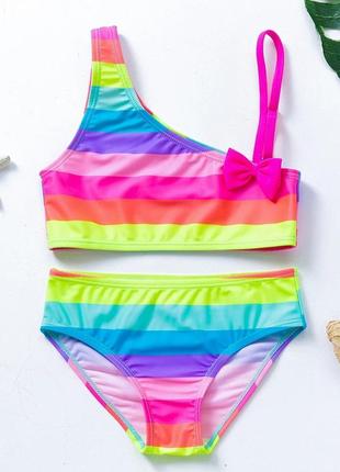 Дитячий купальник роздільний райдужний 3-10 років