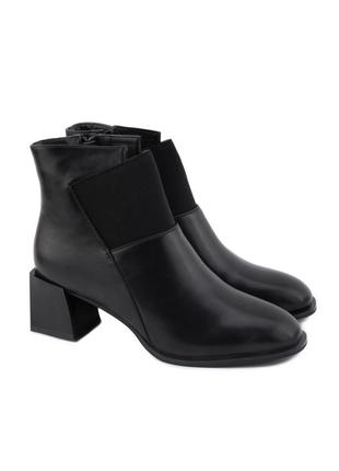 Женские черные ботинки на каблуке эко кожа весна демисезон3 фото