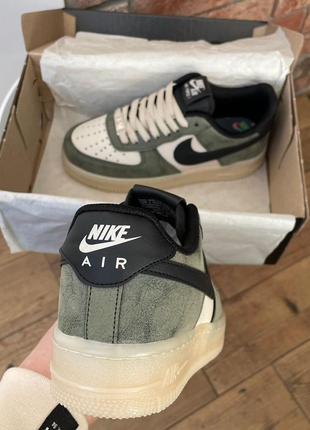 Мужские и женские кожаные кроссовки nike air force low khaki/ grey8 фото