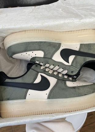 Мужские и женские кожаные кроссовки nike air force low khaki/ grey9 фото