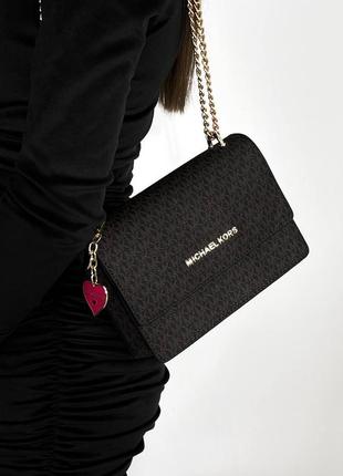 Брендова жіноча сумка michael kors mini bag. одне велике відділення, ремінець ланцюжок, ручка. колір чорний7 фото