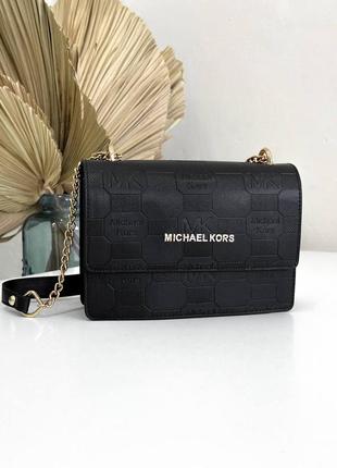 Брендова жіноча сумка michael kors mini bag. одне велике відділення, ремінець ланцюжок, ручка. колір чорний10 фото