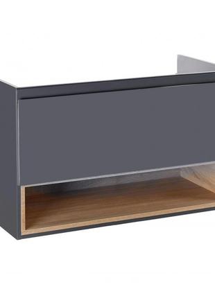 Тумба підвісна qtap robin 1000х580х500 graphite/whitish oak qt1374tpв1002ngwo1 фото