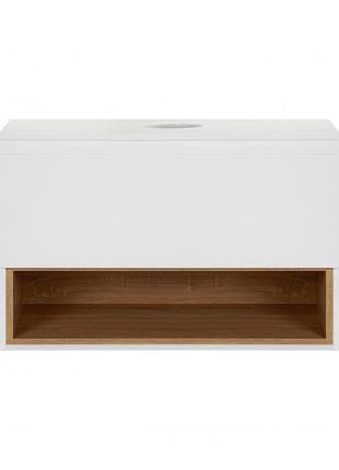 Тумба підвісна qtap robin 800х476х437 white/whitish oak зі стільницею qt1379tpн8001wwo4 фото