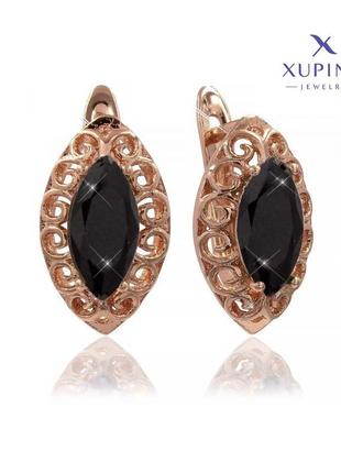 Сережки кільця грецький орнамент xuping 22мм позолота родій