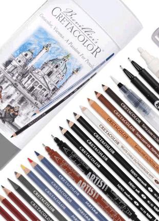 Набор художественных материалов urban sketching 24шт металлическая коробка cretacolor