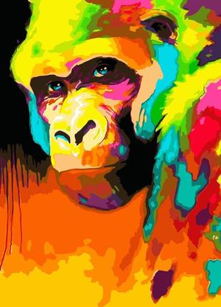 Картина за номерами strateg преміум арт-мавпа з лаком та рівнем розміром 40х50 см (sy6671)