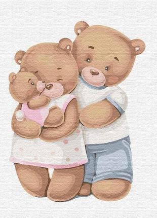 Картина рисование по номерам kho2347 идейка счастливая семья медвежат 30х30см набор для росписи по цифрам,