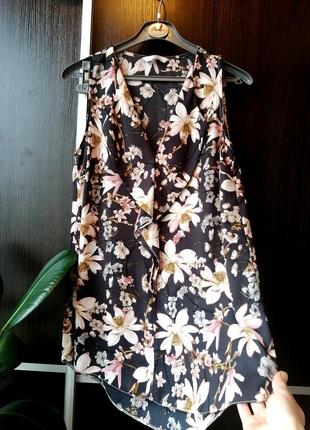 Шикарная, оригинальная, удленнёная новая блуза блузка цветы. george