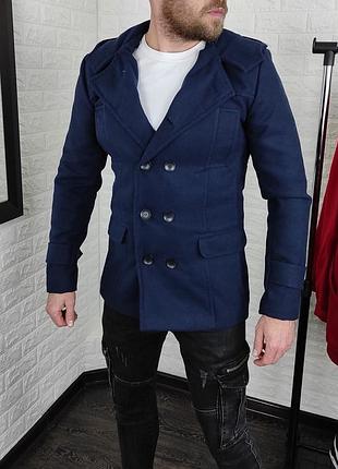 Чоловіче класичне пальто темно-синє / базові пальта для чоловіків на весну