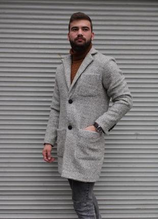 Мужское серое пальто демисезонн / стильные молодежная пальто 20231 фото