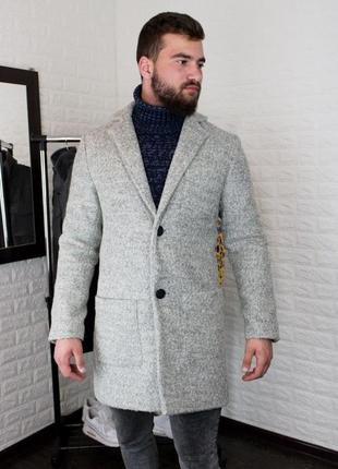 Мужское серое пальто демисезонн / стильные молодежная пальто 20238 фото