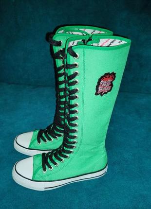 Класні зелені високі кеди чобітки cover your bones.розмір-37, 23-23,5 см