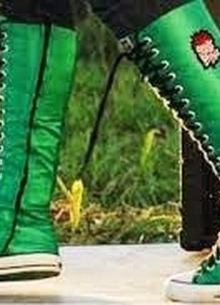 Класні зелені високі кеди чобітки cover your bones.розмір-37, 23-23,5 см2 фото