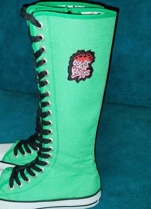 Класні зелені високі кеди чобітки cover your bones.розмір-37, 23-23,5 см3 фото