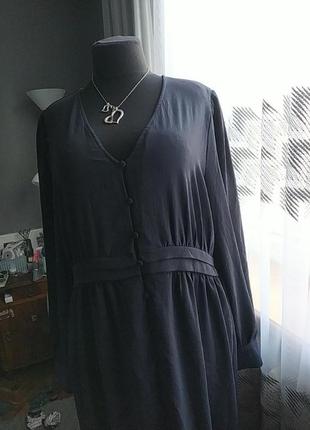 Платье темносинее на пуговицах длинный рукав8 фото