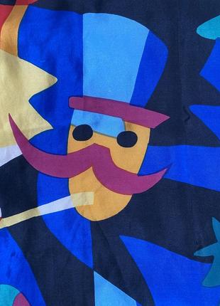 Яркий шелковый платок абстракция шов роуль винтаж