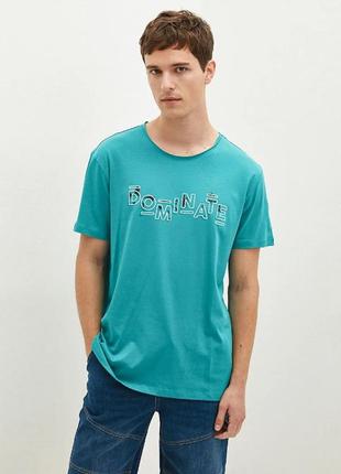 Бірюзова чоловіча футболка lc waikiki/лс вайкікі dominate. фірмова туреччина