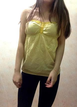 Топ жовтий в смужку, майка з відкритими плечима, топ на плечі tally weijle