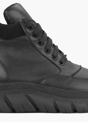 Ботинки женские демисезонные чёрные натуральная кожа украина  libero - размер 36 (23,5 см)