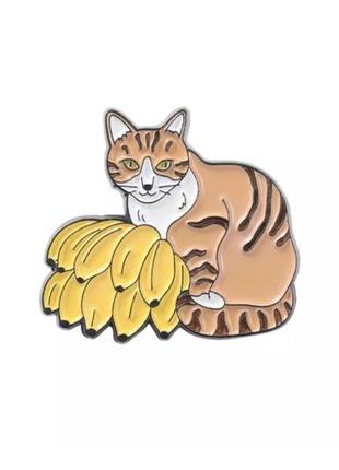 Значок / пен металлический мыла мультяшная тигристая кошка с бананами