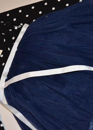 Новое воздушное детское темно-синее платье4 фото