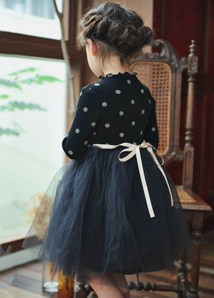 Новое воздушное детское темно-синее платье7 фото